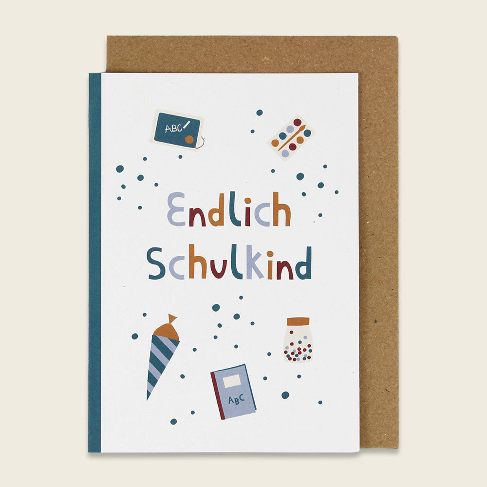 Klappkarte - Endlich Schulkind - türkis