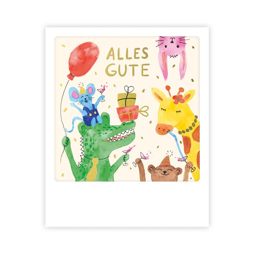 Pickmotion kleine Postkarte - Alles Gute Tierparty