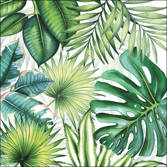 Servietten - Tropical Leaves White 33x33 cm