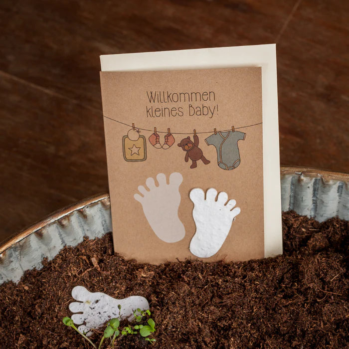 Blumensamen Grußkarte - Willkommen kleines Baby