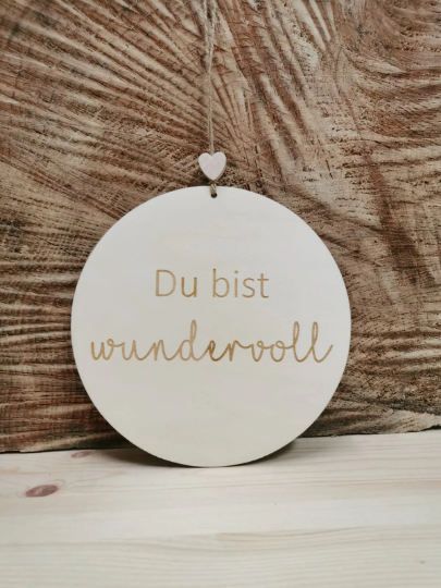 Deko Holzschild rund graviert 20cm