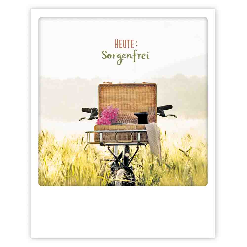 Pickmotion Postkarte - Heute Sorgenfrei - Fahrrad
