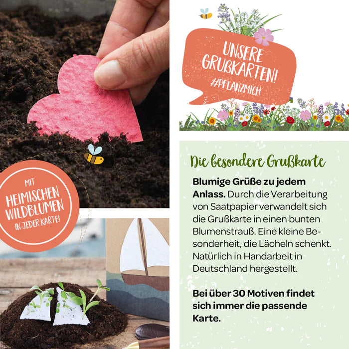 Blumensamen Grußkarte - Willkommen kleines Baby