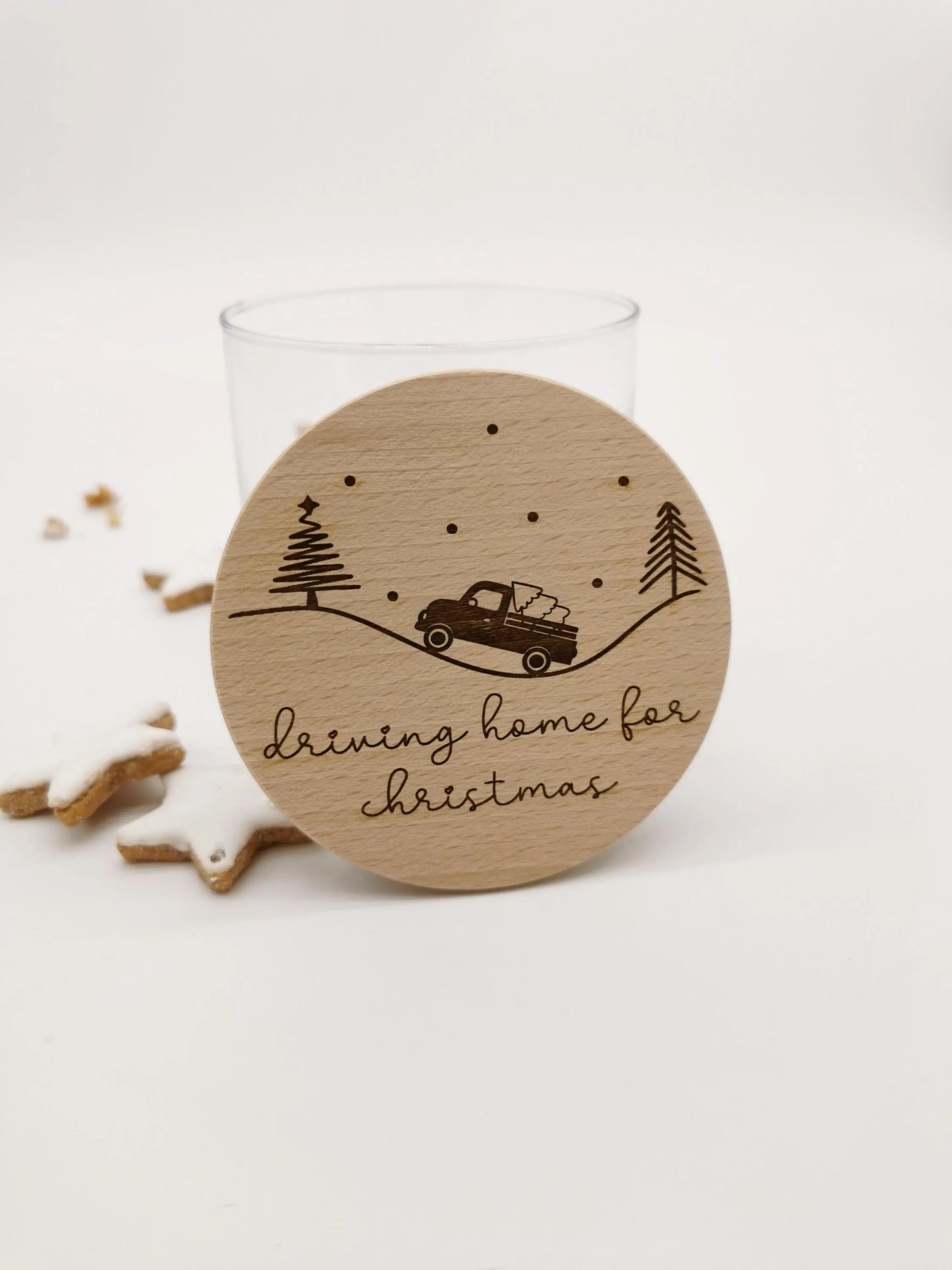 Vorratsglas mit Holzdeckel - Driving Home for Christmas