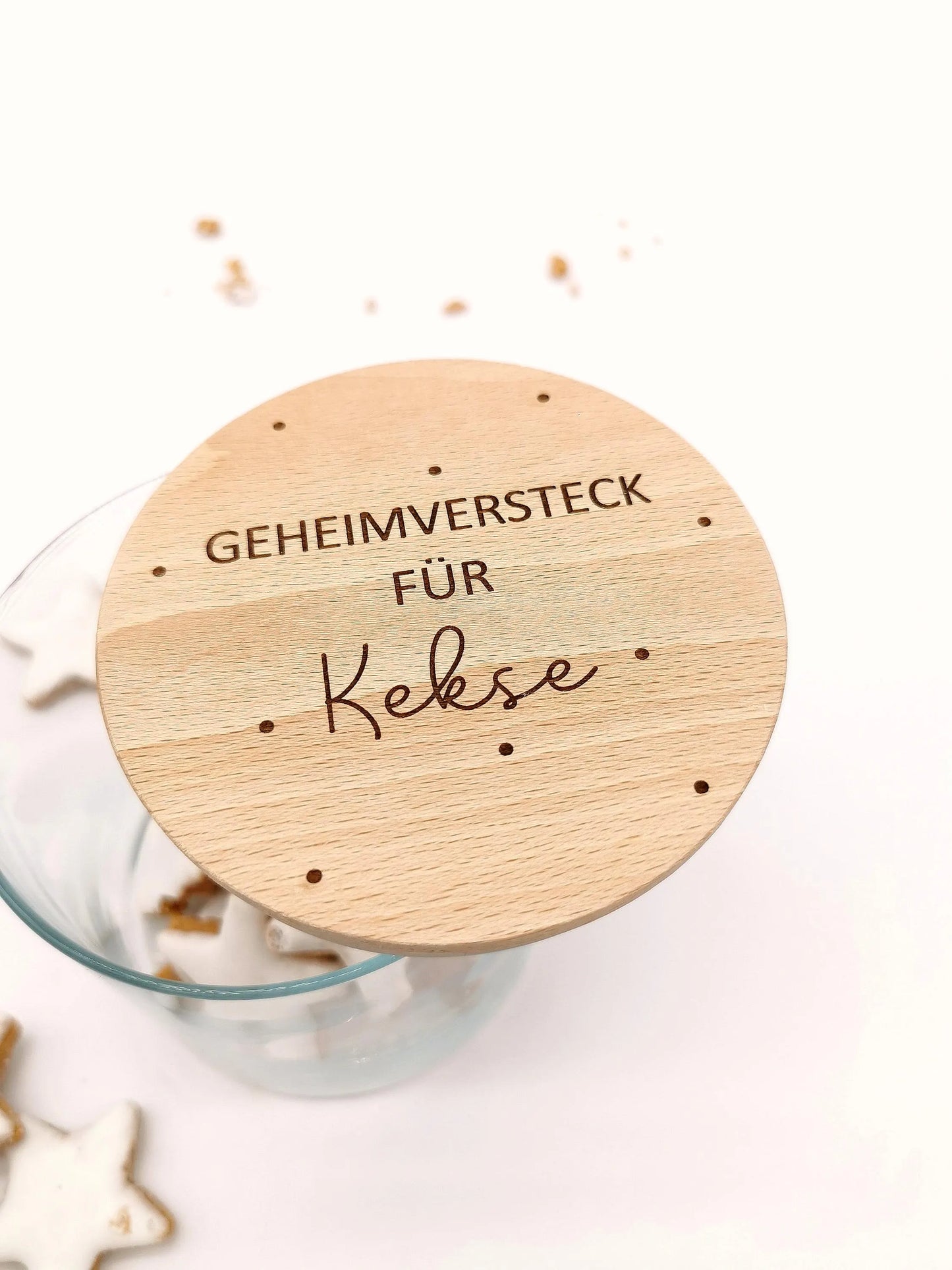 Vorratsglas mit Holzdeckel - Geheimversteck für Kekse