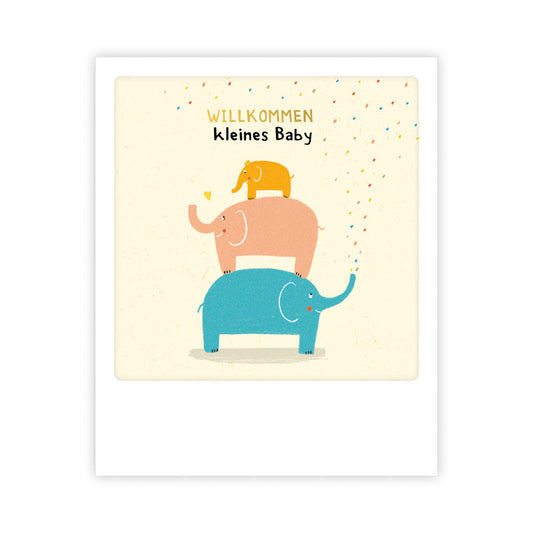 Pickmotion kleine Postkarte - Willkommen kleines Baby Elefanten